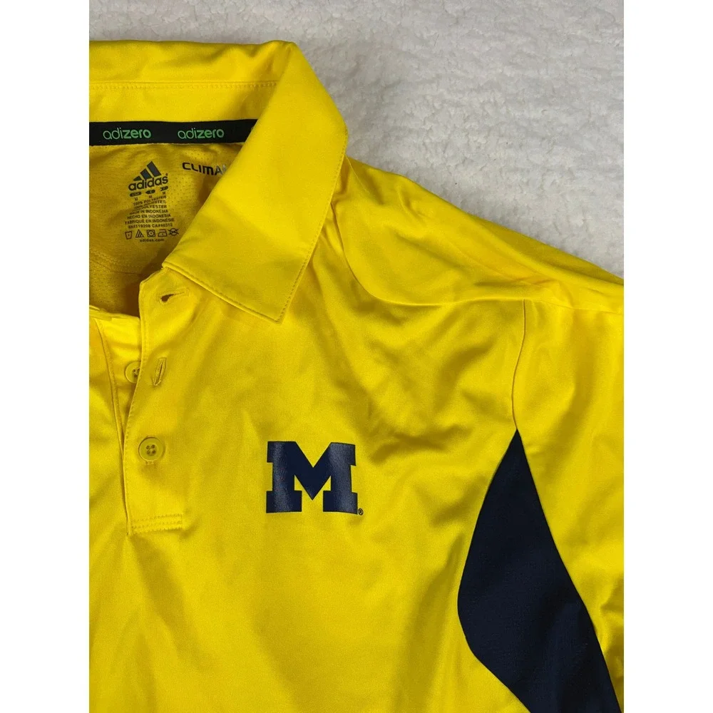 Adidas Michigan Wolverines Adizero‎ ClimaLite Polo Shirt Yellow Navy M